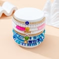 thumbnail image 4 of Conjunto de pulseras de estilo bohemio con joyas Y2K de color suave y cerámica con forma de corazón sonriente y perlas, 4 of 6