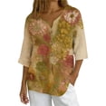 thumbnail image 3 of Womens Plus Tops Casual Fashion Printed Short Sleeve Button Shirt Loose T-shirt Blouse, 3 of 9