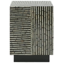 SAFAVIEH Hamza Rustic Square Stool, Multi Black Faux Mother Of Pearl (14.1 in. W x 14.1 in. D x 18.8 in. H)