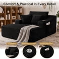 thumbnail image 6 of Leumius Oversized Chaise Lounge Chair Indoor,67'' Faux Fur Upholstered Boneless Sofa Bed,Deep Seat Sleeper Cloud Sofa with Cup Holders & 3 Pillows for Living Room, No Assembly Required,Black, 6 of 12