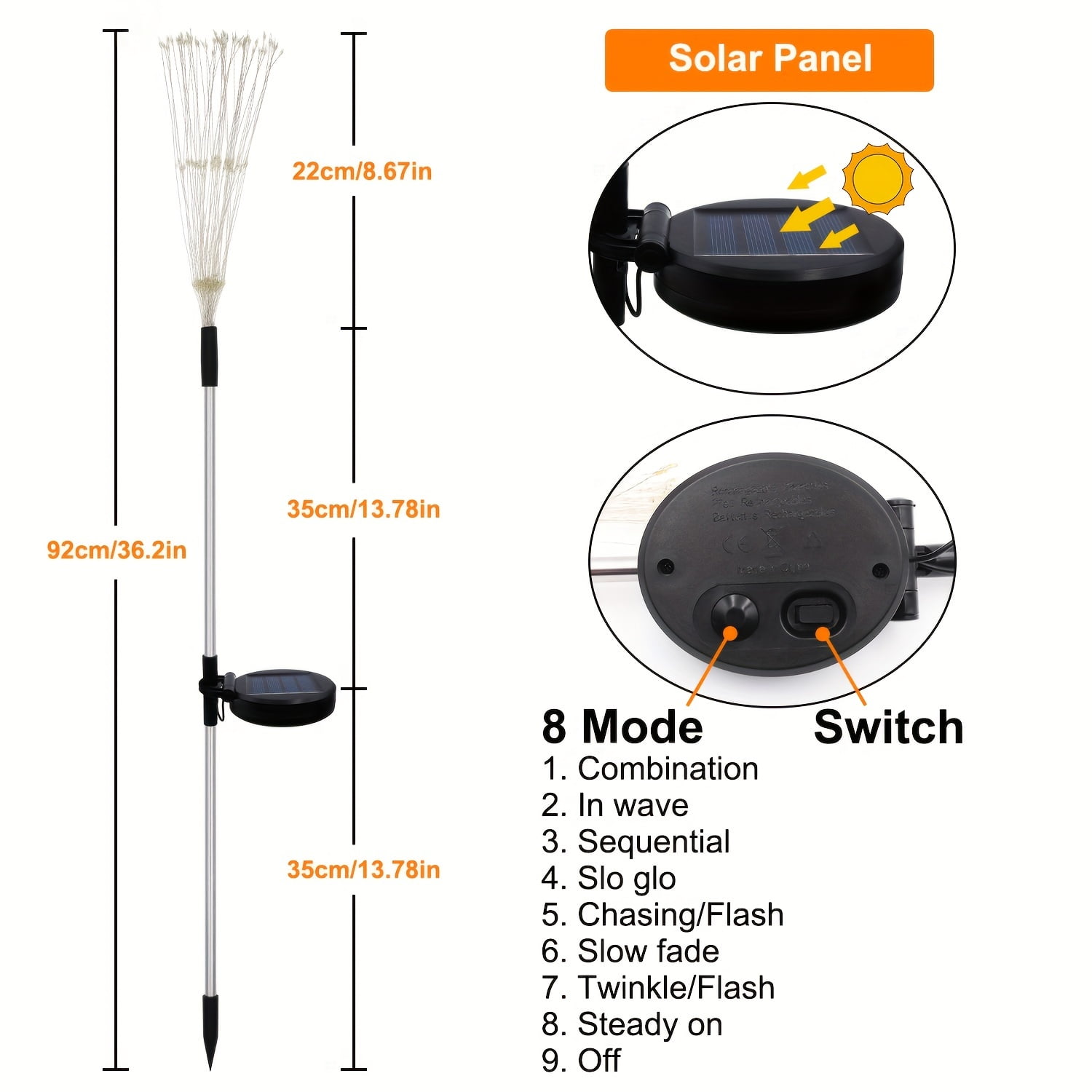 90/150/200 LED Solar Fireworks Lights Outdoor Waterproof Solar Garden Light With 8 Lighting Modes DIY Lawn Lamp For Yard Pathway Decor