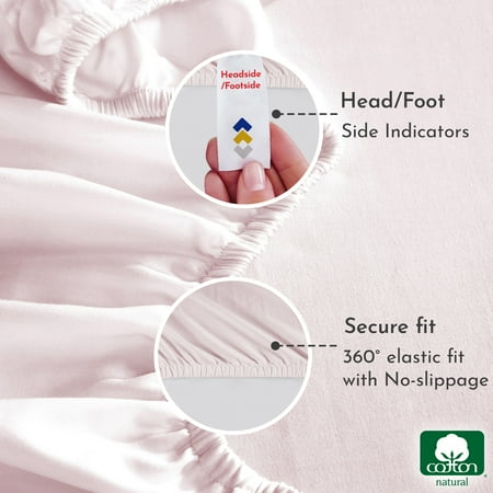 California Design Den Deep Fitted King Sheets, 1 Pc - Soft 100% Cotton Sateen, Durable All-Around Elastic - Pink Fitted Sheet