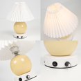 thumbnail image 2 of FSLiving 9.5 inches Cute Ceramic Pot Table Lamp Cordless Battery Operated by Remote Control Dimmable, Wireless Warm Light White Pleated Lampshade, Cream Mushroom for Living Room, Console, End Table, 2 of 8