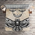 thumbnail image 3 of Ambesonne Fantasy Quilted Coverlet 3 Pcs, Hawk Moth Skull Magic, King Size, White Black and Cream, 3 of 3