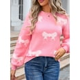thumbnail image 2 of Nituyy Chandail Bow pour Femmes Décontracté Col Rond Manches Longues Pull-Over pour Automne Hiver, 2 of 6
