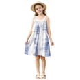 thumbnail image 4 of TGSLY Girls Tank Dresses Fashion Tie Dye Gradient Color Printed Dress Sleeveless Crewneck Loose Comfy Pleated Beach Sundress H-Blue 5-6 Years, 4 of 9