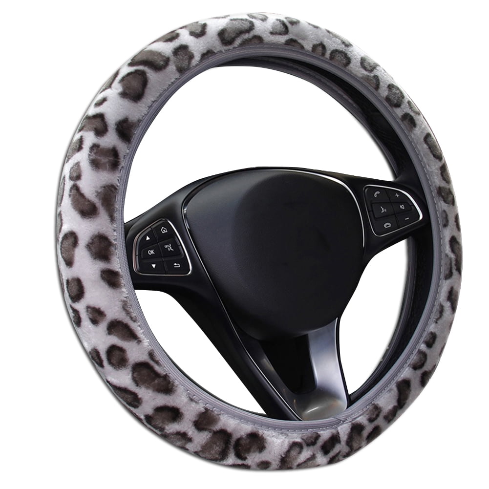 Megawheels Leopard Print Plush Elastic Section Steering Wheel Cover DIY