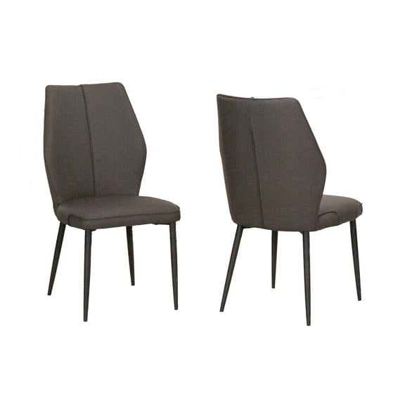 Mara Faux Leather Dark Gray Dining Chairs Black Legs Set of 2 Kitchen Sidechairs