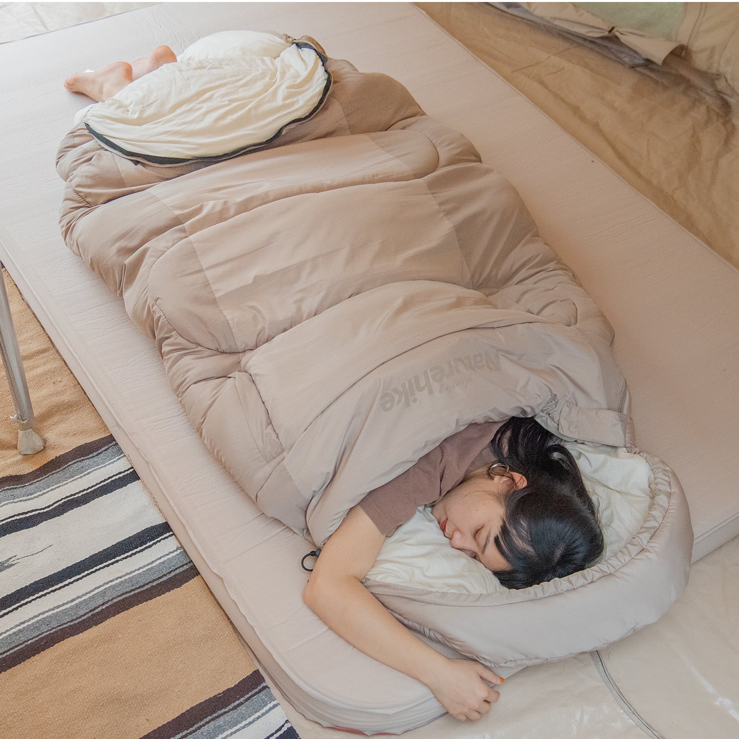 Naturehike, Cotton Sleeping Bag with Arm Holes,  Oversize Sleeping Bag for Adults with Hood, Extra Wide Wearable Cotton Sleeping Bag, Skin-friendly, Machine Washable, For Home/Office/Travel/Camping
