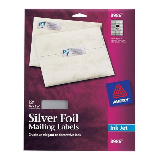 Avery Silver Foil Mailing Labels for Inkjet Printers, 3/4" x 21/4