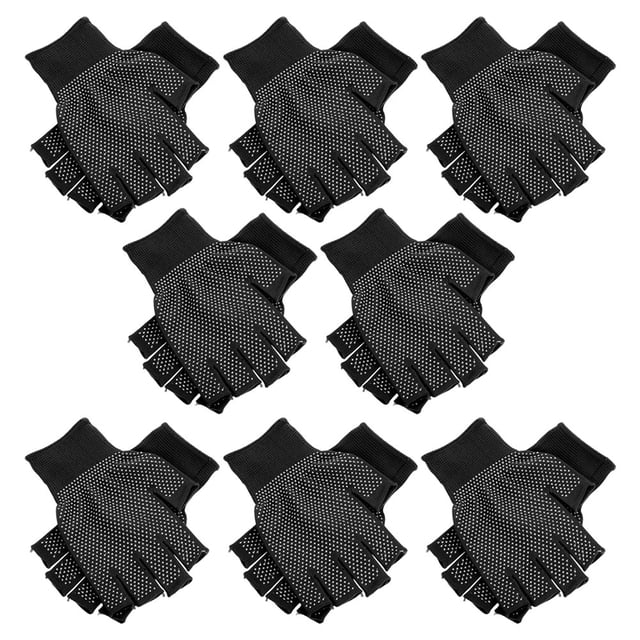 unbranded 8 Pares Guantes De Trabajo Sin Dedos En Color Negro Para De Precisión Y Agarre