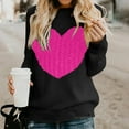 thumbnail image 2 of JGGSPWM Heart Print Sweaters for Women Long Sleeve Pullover Ladies Crochet Ribbed Jumper Modern Cable Knit Tops Crewneck Tops Soft Comfy Sweaters for Women Hot Pink XXL, 2 of 5
