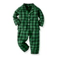 thumbnail image 2 of Hwmodou Girls Pajamas Sets 2 Piece Toddler Boy Girl Cotton Blend Long Sleeve Plaid Tops T Shirt Shorts Leisure Outfits Dailywear,6M-7Y, 2 of 6