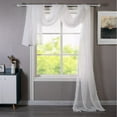 thumbnail image 2 of DriftAway  Solid White Sheer Window Scarf Valance Long Luxury Sheer Fabric Topper Pom Pom Trimmed 52" width X 144 " length, 2 of 5