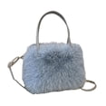 thumbnail image 4 of Bolso de mano peludo, cómodo, moderno, tipo cartera, bandolera portátil para el trabajo Azul, 4 of 8