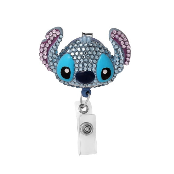 Disney Stitch Retractable Badge Reel with Crystal Accents and Alligator Clip
