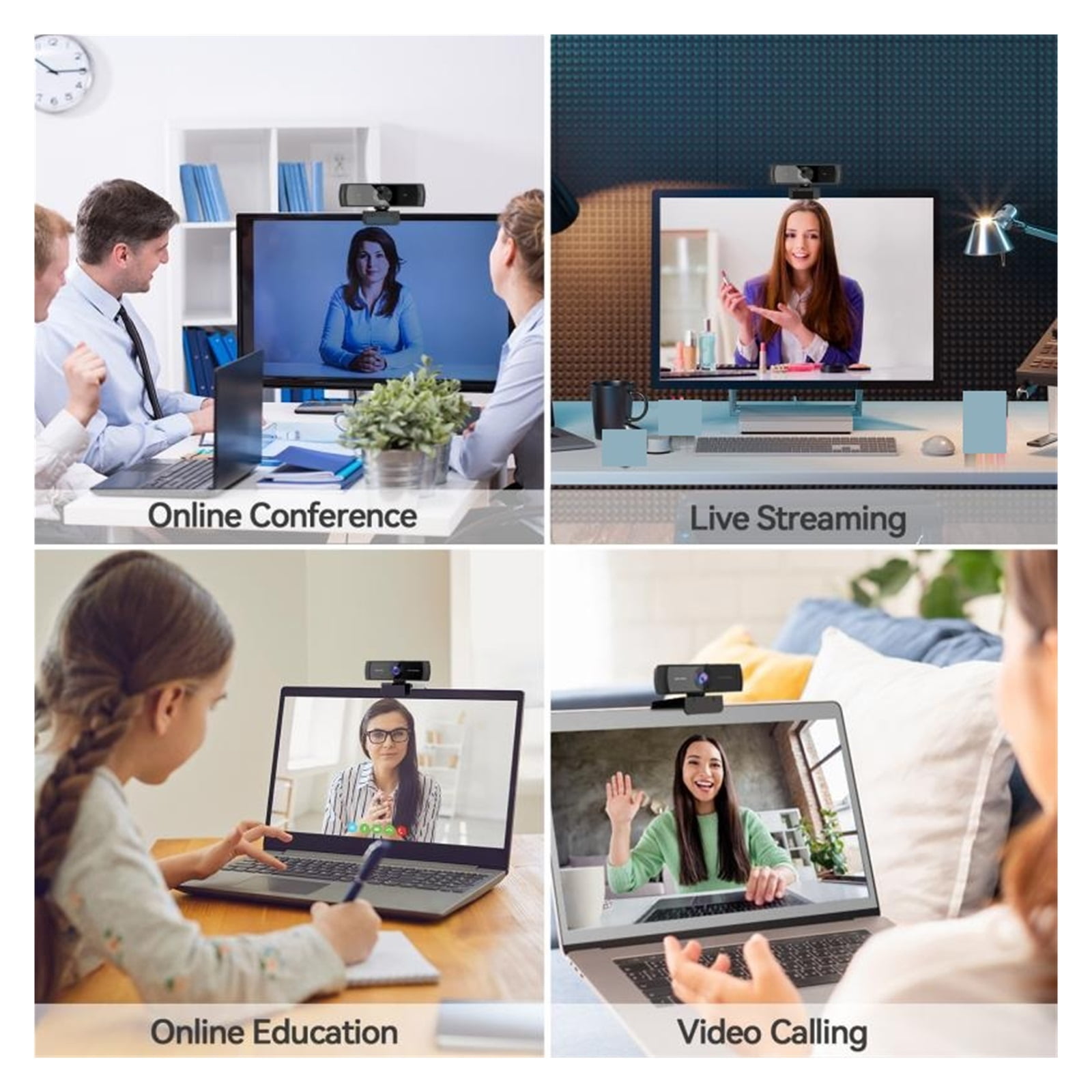 Webcam 2K FHD Autofocus Computer Webcam 30FPS USB Web Camera With Microphone And Privacy Cover For Conferencing, Live Streaming, Recording ,HD Video