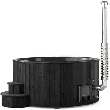 SaunaLife Model S6B Soak-Series Home Wood-Burning Hot Tub, Black, Up to 7 Persons