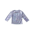 thumbnail image 4 of Yartina Kids Girls Shiny Metallic Jazz Hip Hop Dance T-Shirt Long Sleeve Loose Tops for Stage Club Royal Blue 120, 4 of 7
