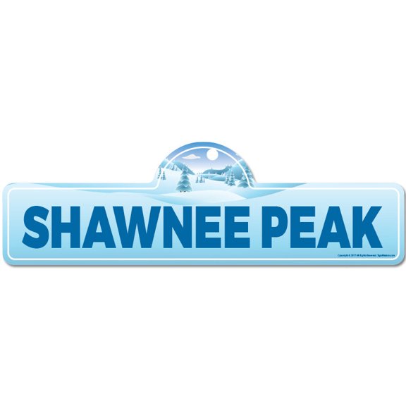 Shawnee Peak Street Sign | Indoor/Outdoor | Skiing Skier Snowboarder Décor for Ski Lodge Cabin Mountian House | SignMission personalized gift