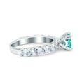 thumbnail image 2 of Art Deco Ring Round Paraiba Tourmaline CZ 925 Sterling Silver Size 7, 2 of 6