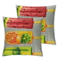 thumbnail image 2 of Nawypu Summer Pillow Covers Watercolor Ice Cream Popsicle Decorative Pillow Cases Watermelon Orange Kiwi Fruits Cushion Case Seasonal Farmhouse Home Decor For Sofa Couch Porch Outdoor,Set of 2, 2 of 6
