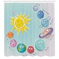 thumbnail image 3 of Ambesonne Space Shower Curtain, Cartoon Sun Planets, 69"Wx84"L, Multicolor, 3 of 3