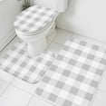 thumbnail image 3 of Grey Plaid Bath Mat 3 Piece Bathroom Rug Set, Spring Summer Farmhouse Buffalo Checkered Non Slip Bath Rug Contour Mat and Toilet Lid Cover, Absorbent Shower Mats Soft Bath Rugs and Mats Sets, 3 of 8