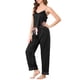 thumbnail image 4 of Conjuntos de pijama de satén para mujer INSPIRE CHIC, top de tirantes, pantalones palazzo con una máscara para dormir, 3 piezas, ropa de dormir de seda, XL, negro, 4 of 5