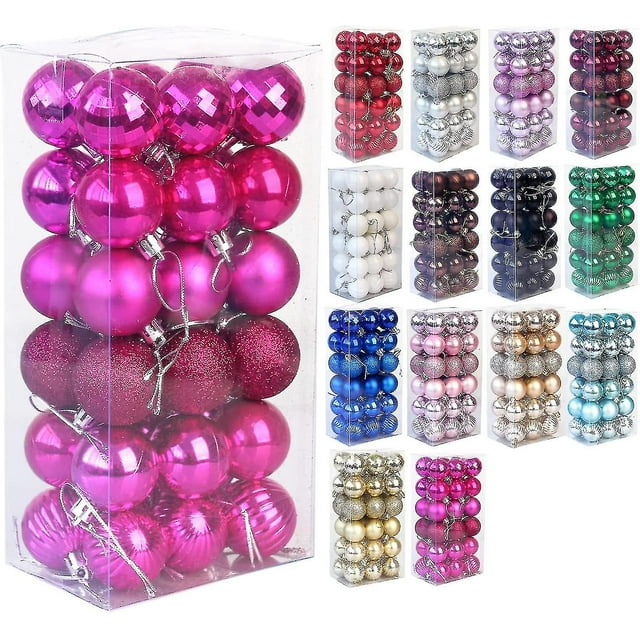 Bola de Navidad Bola de decoración de árbol de Navidad inastillable Adornos de bolas de Navidad Bola de decoración de fiesta de boda de vacaciones 1,6 "(4 cm) Juego de 36 piezas (azul