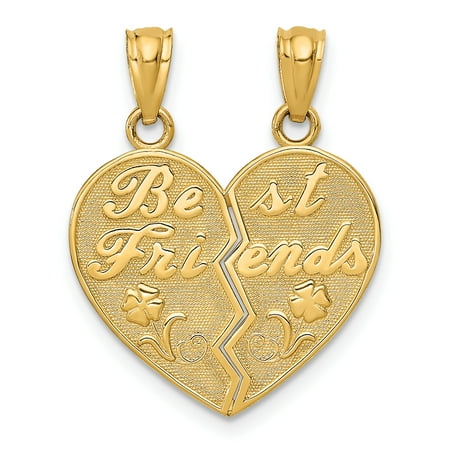 14k Yellow Gold Best Friends Bestfriend Friendship Heart Break Apart Pendant Charm Necklaces Necklace Break?apart Love Gifts For Women For