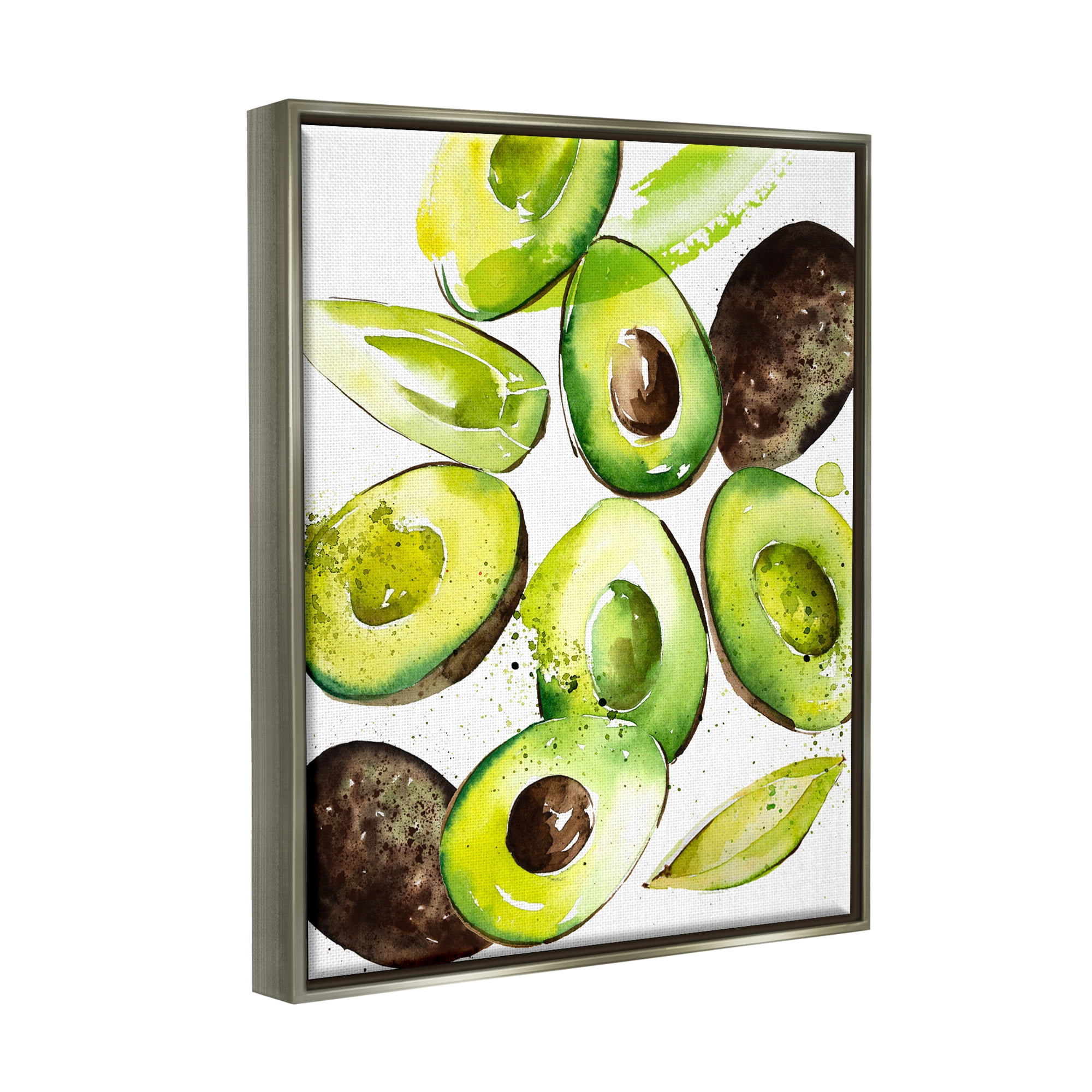 Stupell Industries Modern Avocado Halves Food & Beverage Painting Gray Floater Framed Art Print Wall Art, 25 x 31