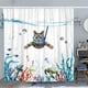 thumbnail image 2 of Cortina de ducha de 150 x 180 cm, diseño de gato buceador en el océano, impermeable, lavable, tela de poliéster de secado rápido, accesorio de baño con ganchos, 2 of 5