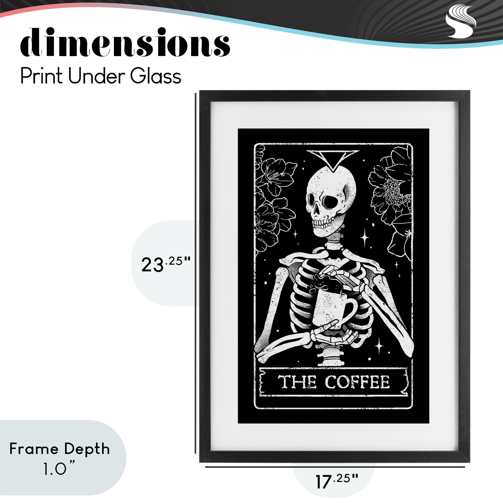 Stupell Industries The Coffee Skeleton Tarot Black Framed Print Under Glass, design by EduEly Designs