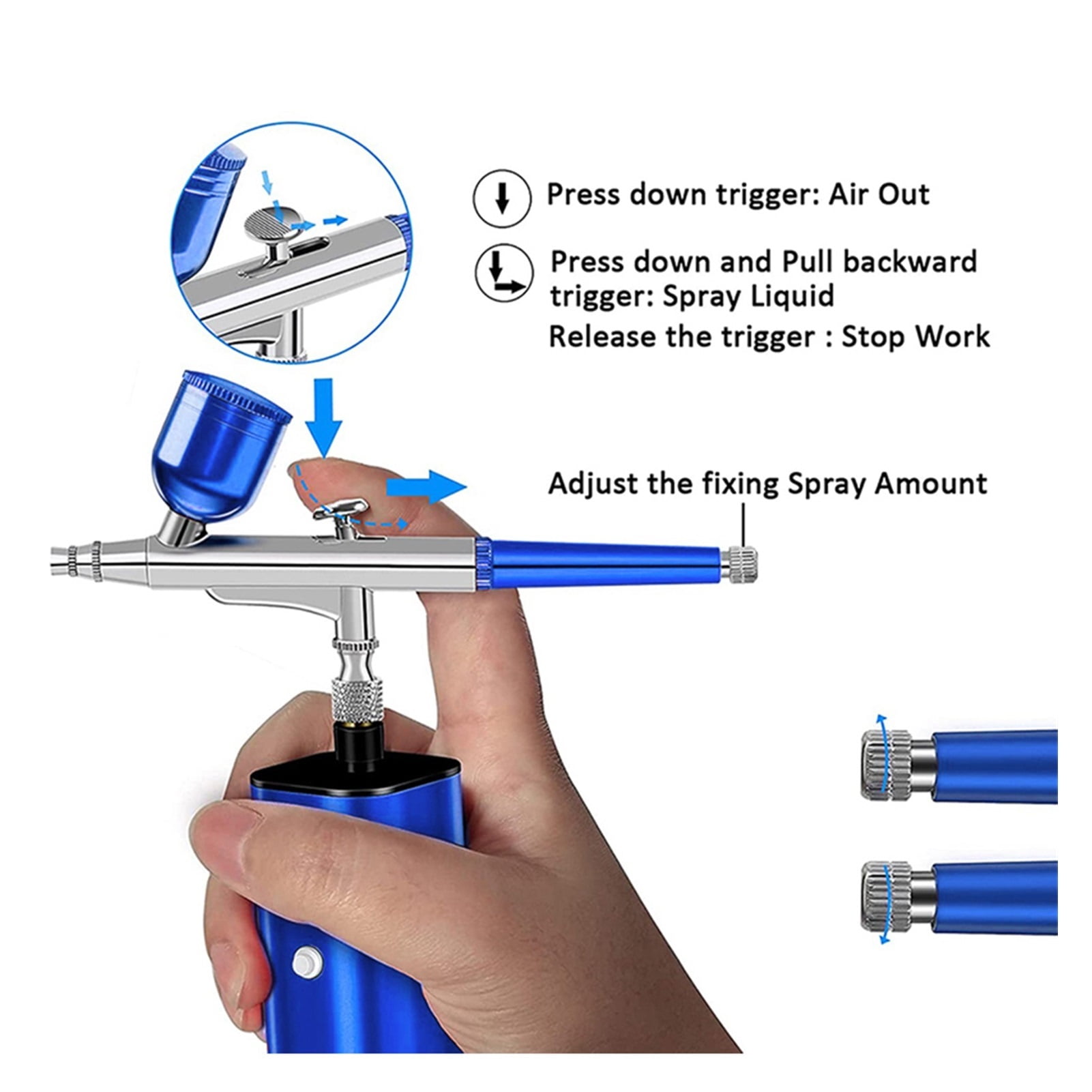 Portable Gravity Feed Spray Airbrush Pen Kit Pump Gun Easy Use Clean For Set Art Painting Tattoo Cake Makeup Beautiful Model ,Versatile applications