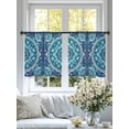 thumbnail image 4 of Abstract Bohemia Flower Sheer Curtains 45 Inches Long 2 Panels Blue Tribal Ethnic Light Filtering Semi Sheer Window Curtains Drapes for Bedroom Living Room 52"x45", 4 of 7