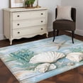 thumbnail image 3 of Marine Life Area Rugs 3x5 ft Coral Starfish Blue Wood Grain Washable Rug Non Slip Indoor Carpet Absorbent Floor Mat for Living Room Bedroom Dining Room, 3 of 9