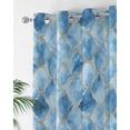thumbnail image 2 of Marble Morocco Thermal Insulated Blackout Curtains for Bedroom 24 Length Blue Modern Geometric Gold Abstract Plaid Room Darkening Curtain 1 Panel Grommet Window Curtain Drape for Living Room, 2 of 7