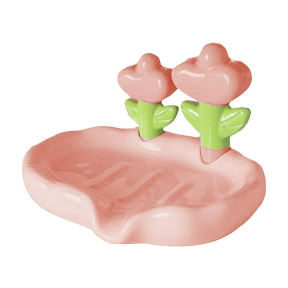 Vikakiooze Cute Flower Soap Tray Decorative Bathroom Organizer For Bar Soap Strong Plastic Material Storage For Sink Or Counter