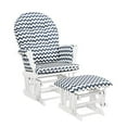 thumbnail image 2 of Angel Line Windsor Glider and Ottoman, White Finish with Navy Chevron Cushions, 2 of 2