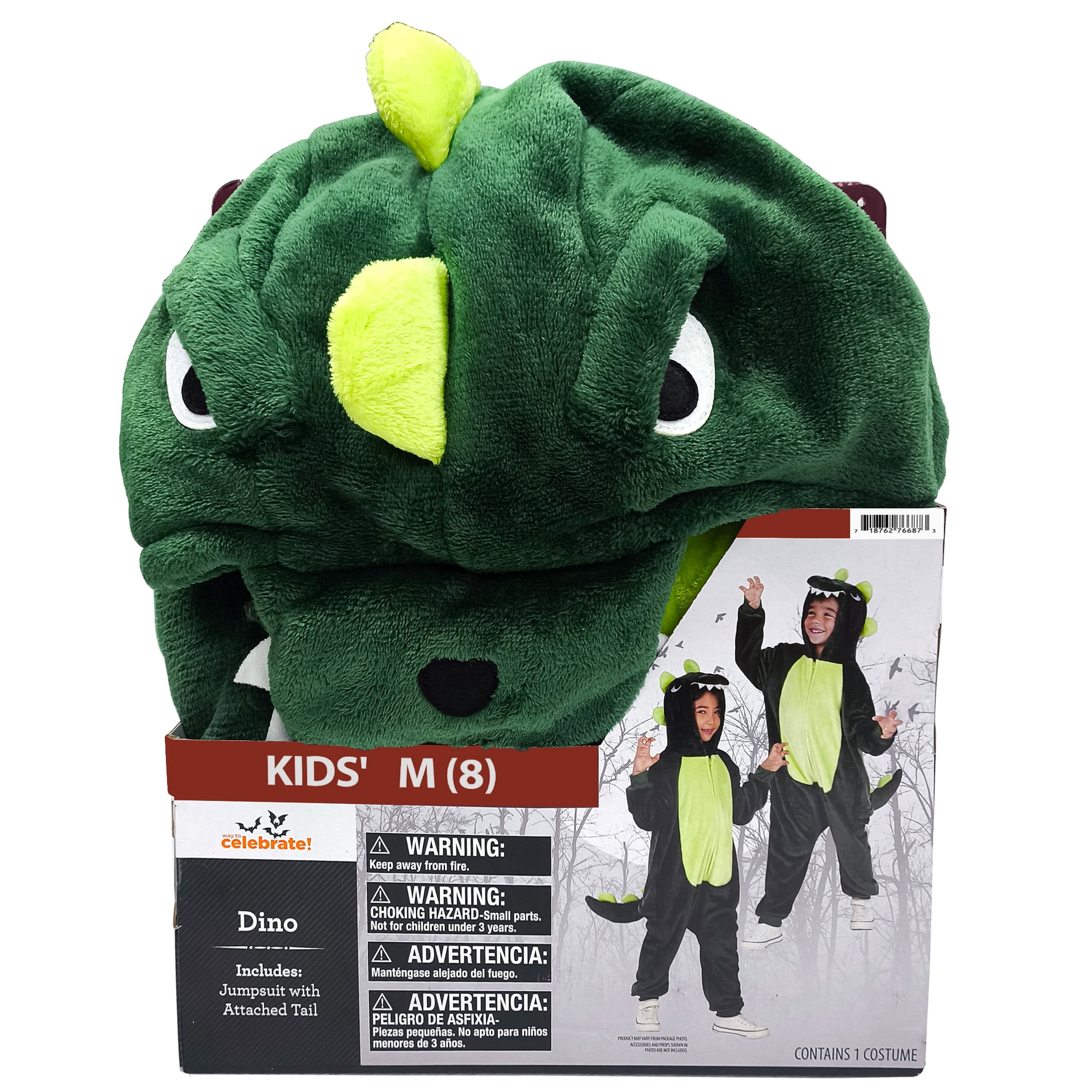 Dinosaur Jumpsuit Halloween Costume for Children, Boy's Size M (8), by Way to Celebrate