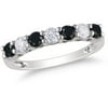 1 Carat T.W. Black and White Diamond 10kt White Gold Semi-Eternity Anniversary Ring