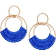 thumbnail image 1 of Raffia Hoop Earrings for Women Girls Fun Boho Summer Beach Earrings Lightweight Handmade Straw Wicker Rattan Dangle Earrings Statement Geometric Round Drop Earrings, 1 of 5