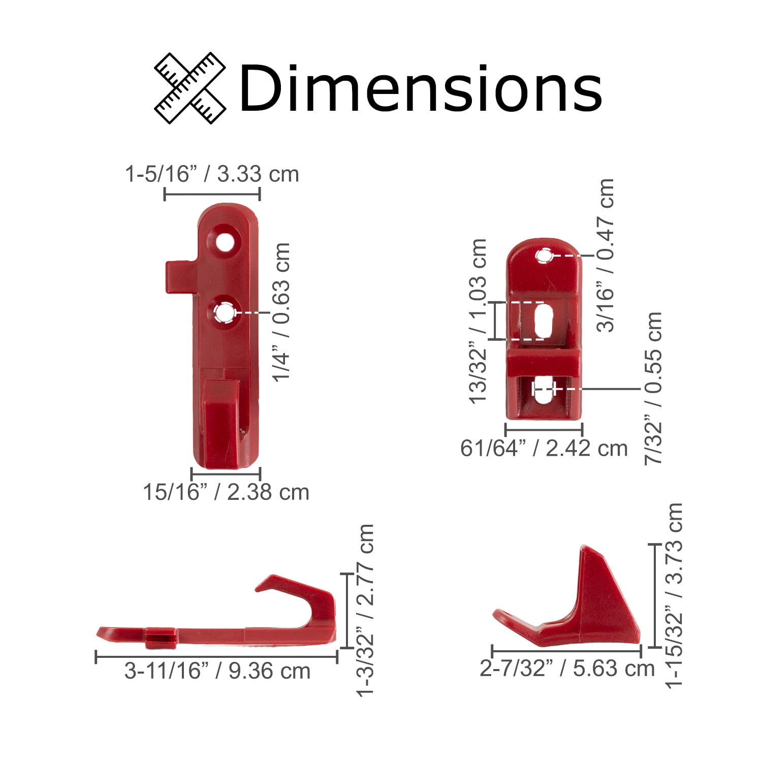AlveyTech Red Plastic Hook & Latch Set for the GOTRAX GXL V2, XR