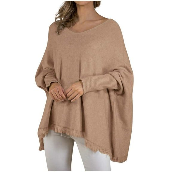 XPMWRP Women's Oversized Knit Solid Color Sweater Batwing Sleeve V Neck Fashion Pullover Tops Lightweight Asymmetric Draped Casual Sweaters Yellow L