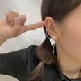 thumbnail image 3 of Yesbay 1 Pair Ear Cuffs Personality Long Chian Without Piercing Inlaid Rhinestone Long Tassel Clip Earrings Jewelry Accessory, 3 of 7