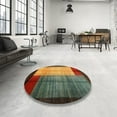 thumbnail image 3 of Ahgly Company Indoor Round Contemporary Caramel Brown Abstract Area Rugs, 3' Round, 3 of 6