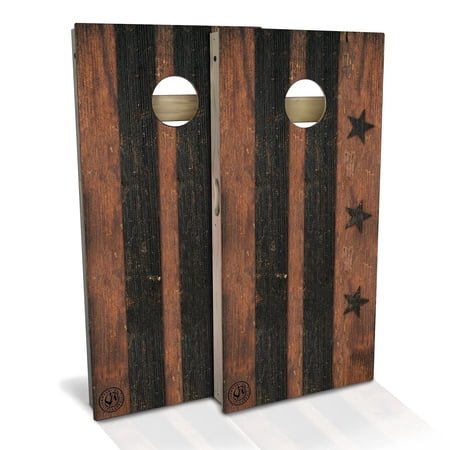 Skip s Garage Washington DC Flag Rustic Solid Wood Cornhole Board Set