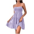 thumbnail image 2 of Maxi Summer Dress Summer Dresses for Women Women's Solid Color Fold Sleeveless Suspender Dress Purple S, 2 of 8
