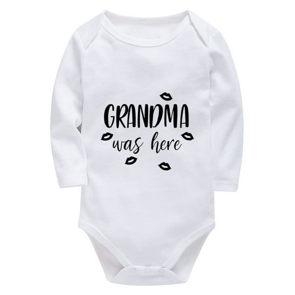 Grandma Was Here Newborn Bodysuits for Baby Girls Long Sleeve Home from Hospital Baby Boy Outfit White Baby Onsies 0-3 Month